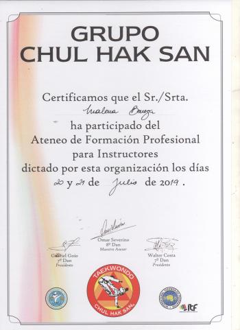 Asistencia al Ateneo de Capacitación Profesional de Instructores Chul Hak San 2019 Malena Benega
